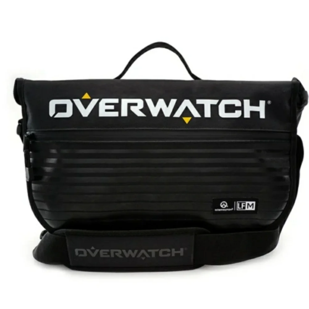 Black OVERWATCH Logo Large Unisex Crossbody Messenger Yellow Accent Bag NWT